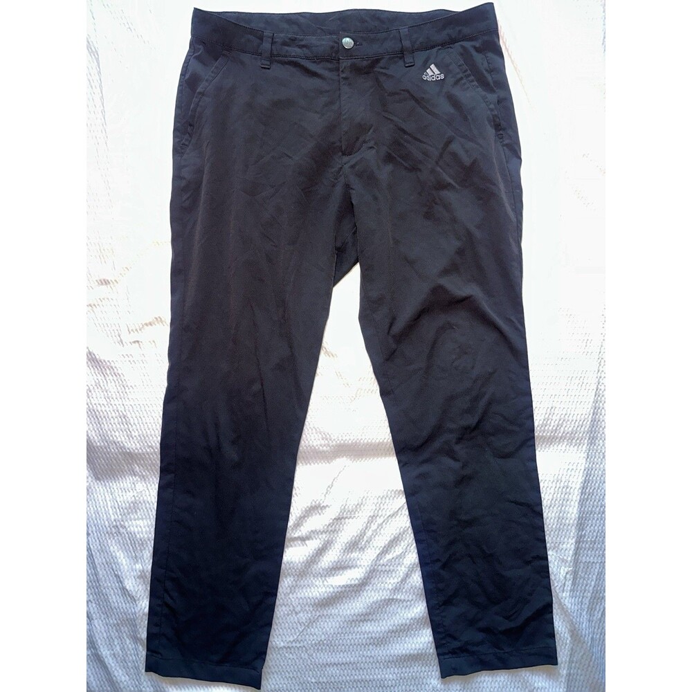 Adidas Golf Pants Mens 34x30 Black Stretch Pleated Front Performance Lightweight